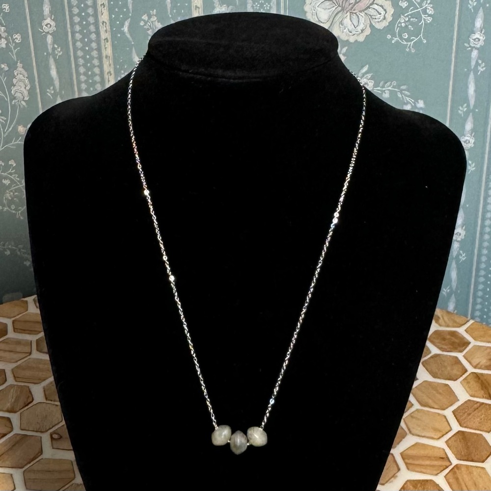 Labradorite 3 Stone Natural Healing Crystal Gemstone Necklace